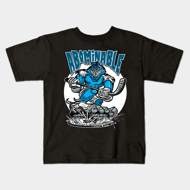 Abominable Snowman Hockey Player Mascot Kids T-Shirt by eShirtLabs